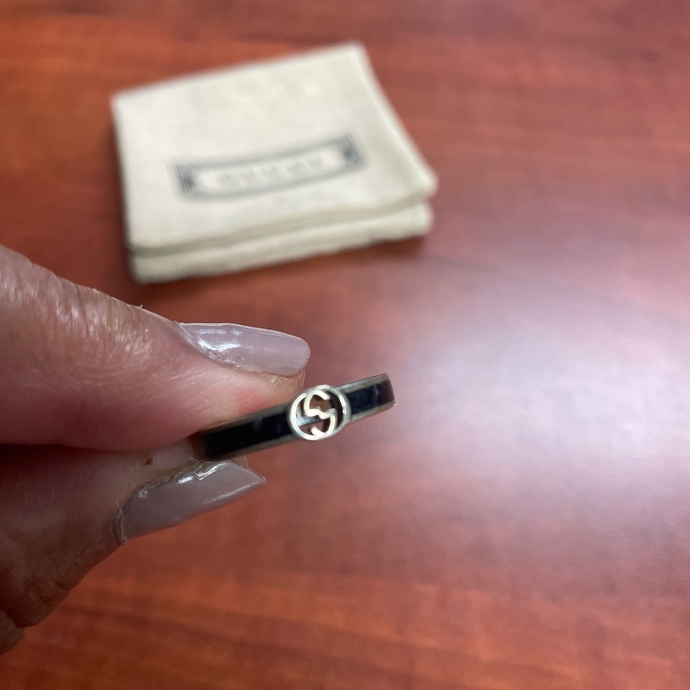 Gucci Logo Silver Ring Size 6 - Picture 4 of 9